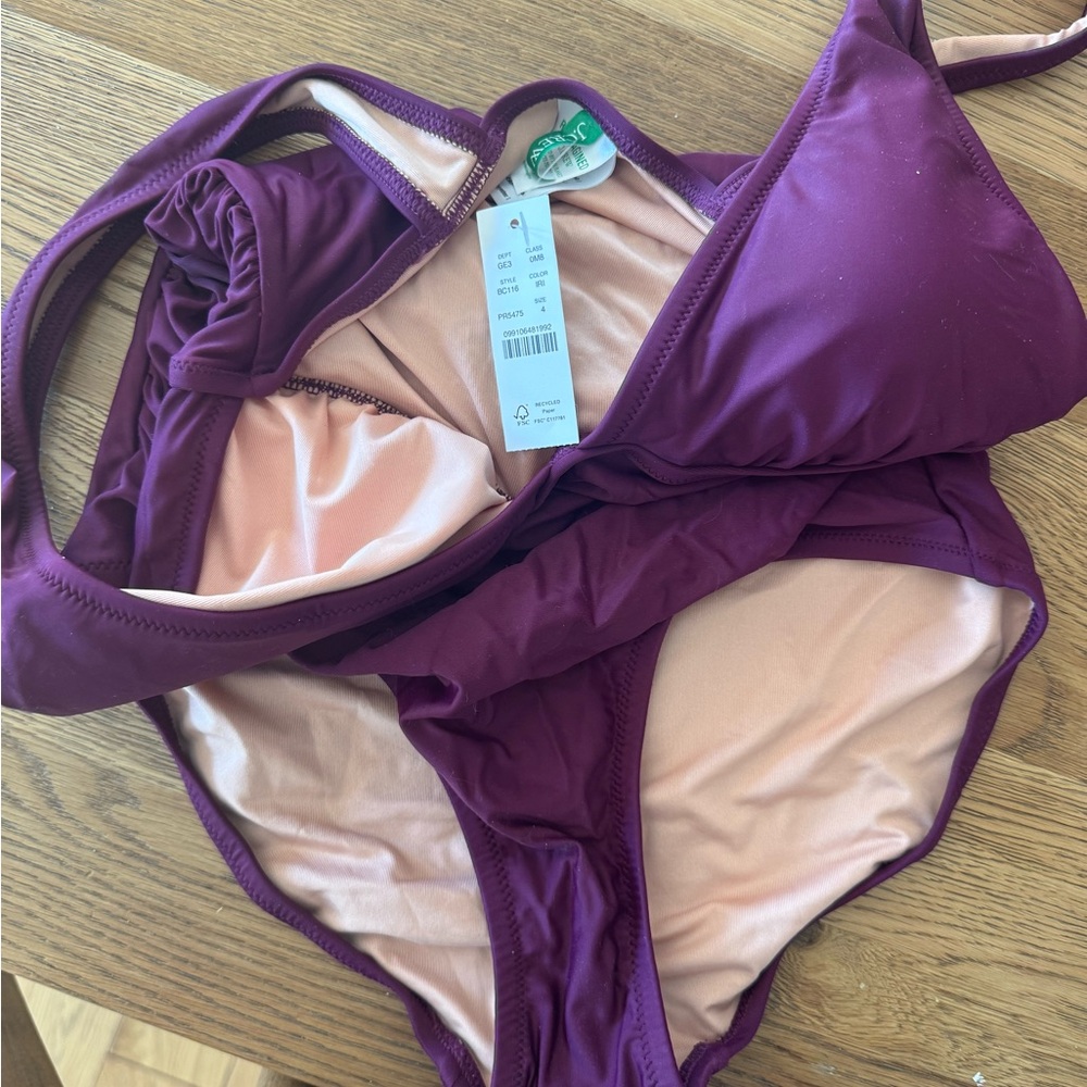 I crew ruched plunge swimsuit NWT size 4